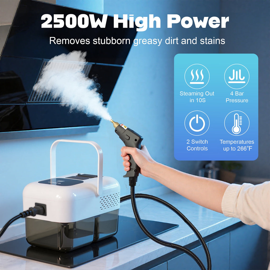 EZBY Steam Cleaner,Handheld Steam Cleaners for Home Use,9-Level Adjustable Handle,Portable Steamer for Cleaning with 18 pcs Accessories for Car Detailing, Kitchen, Bathroom, Tile
