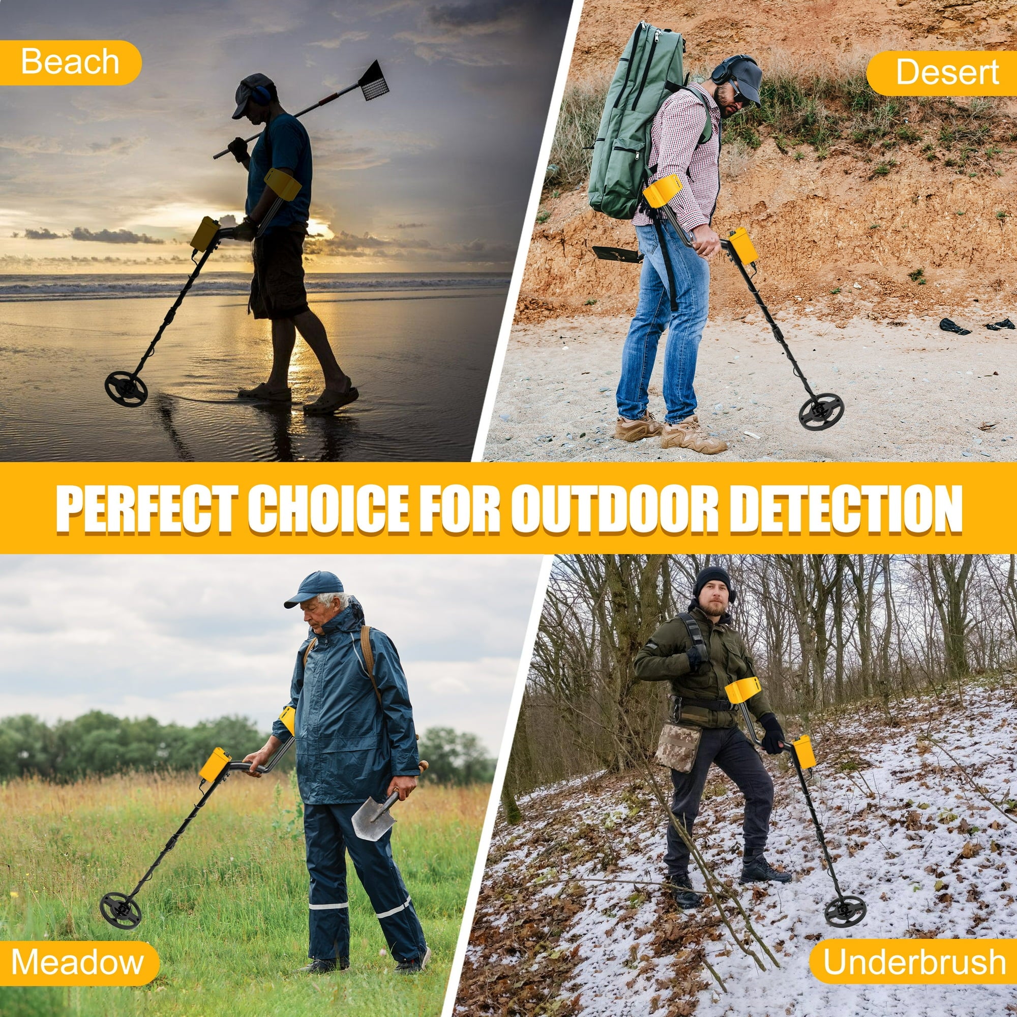 EZBY Metal Detector for Adults & Kids,High Precision Gold Digger with 2 Modes,6 Batteries, Adjustable 31"-44" Rod, Waterproof Search Coil & Rod to Hunt Treasure in Beach Backyard