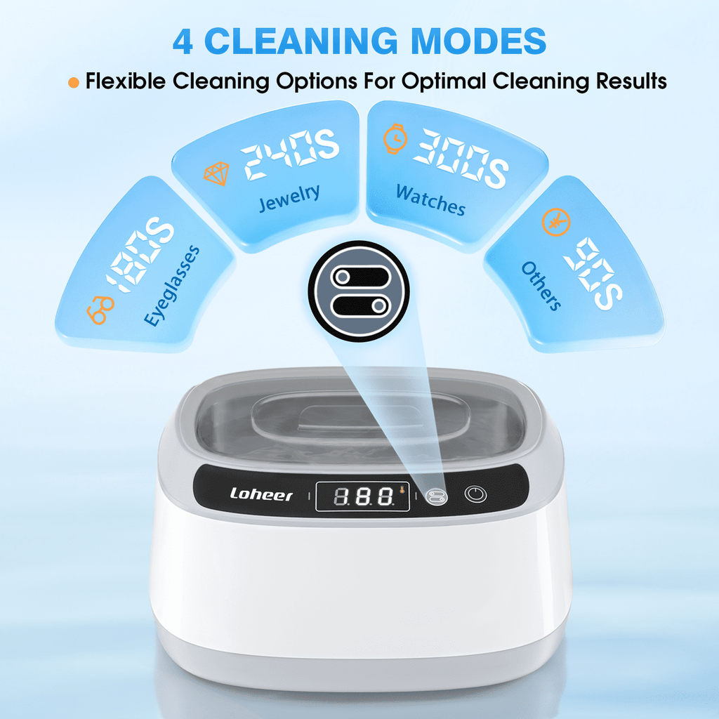 Loheer Ultrasonic Jewelry Cleaner, 23 oz 45KHz Ultrasonic Cleaner Machine with Digital Timer, 4 Cleaning Modes, for Jewelry, Glasses, Retainer, Watch Strap, Home and Travel Use