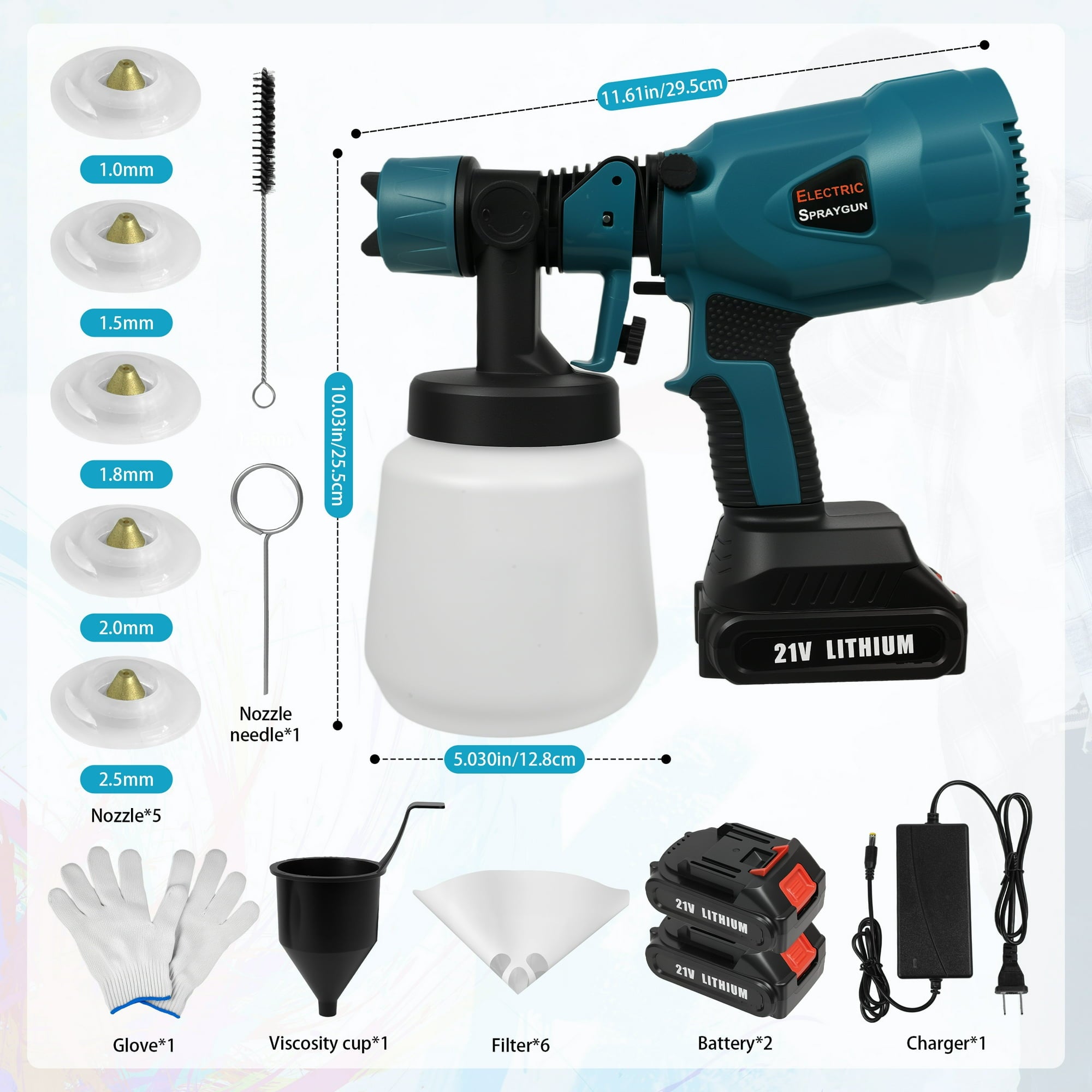 EZBY Cordless Paint Sprayer , 800W Electric Paint Sprayer with 1200ML Container& 2 Batteries for Painting Ceiling, Fence, Cabinets, Walls