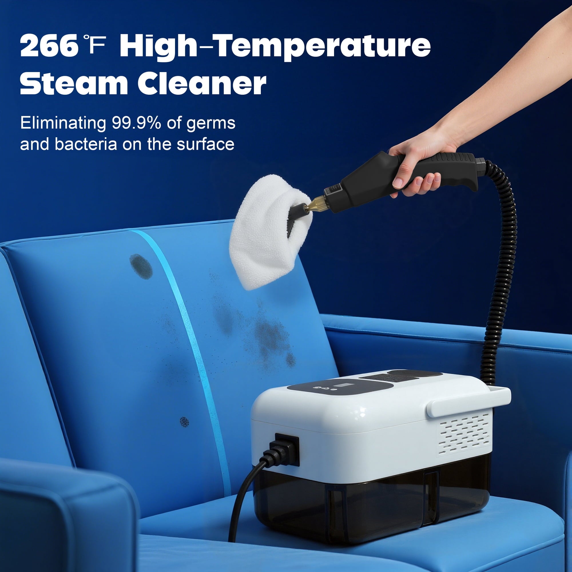 EZBY Steam Cleaner,Handheld Steam Cleaners for Home Use,9-Level Adjustable Handle,Portable Steamer for Cleaning with 18 pcs Accessories for Car Detailing, Kitchen, Bathroom, Tile