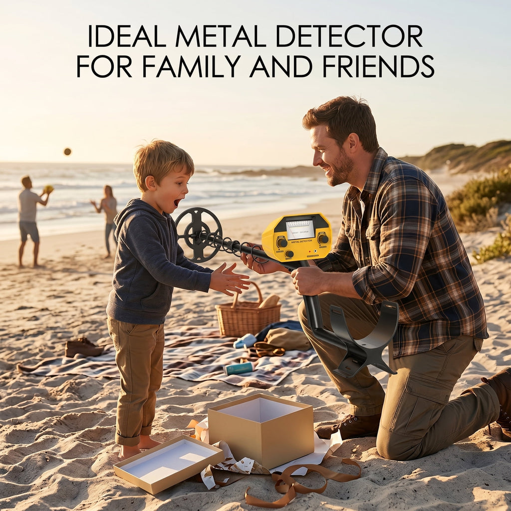 EZBY Metal Detector for Adults & Kids,2 Detection Modes,Lightweight Gold Finder with Waterproof Search Coil,Adjustable 31"-44" Rod for Beach & Outdoor Treasure Hunting