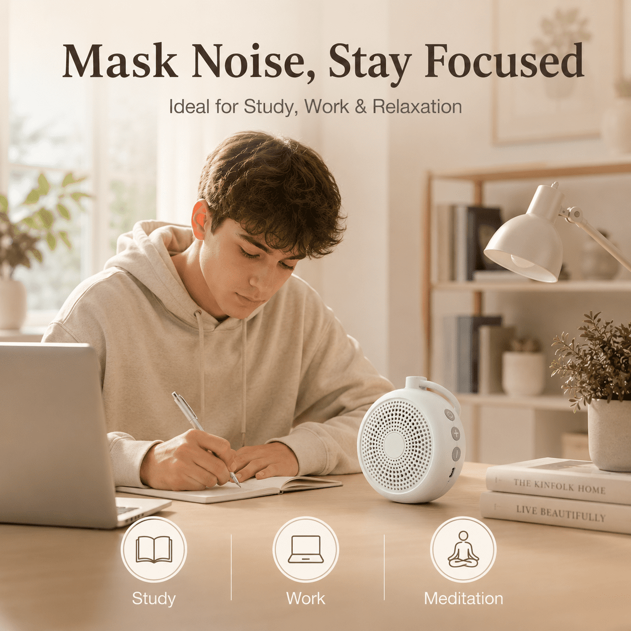 Radsen Portable Sound Machine, White Noise Machine for Baby Adults, 29 Soothing Sounds for Sleep, Child Lock & 60Hrs Playtime, 30 Volume Control– for Home, Office Privacy, Meditation, Registry Gift