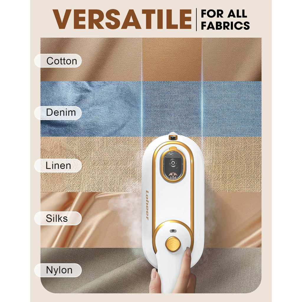 LOHEER Travel Steamer for Clothes, 1300W Portable Steam Iron, 15s Fast Heat-up, Clothes Steamer