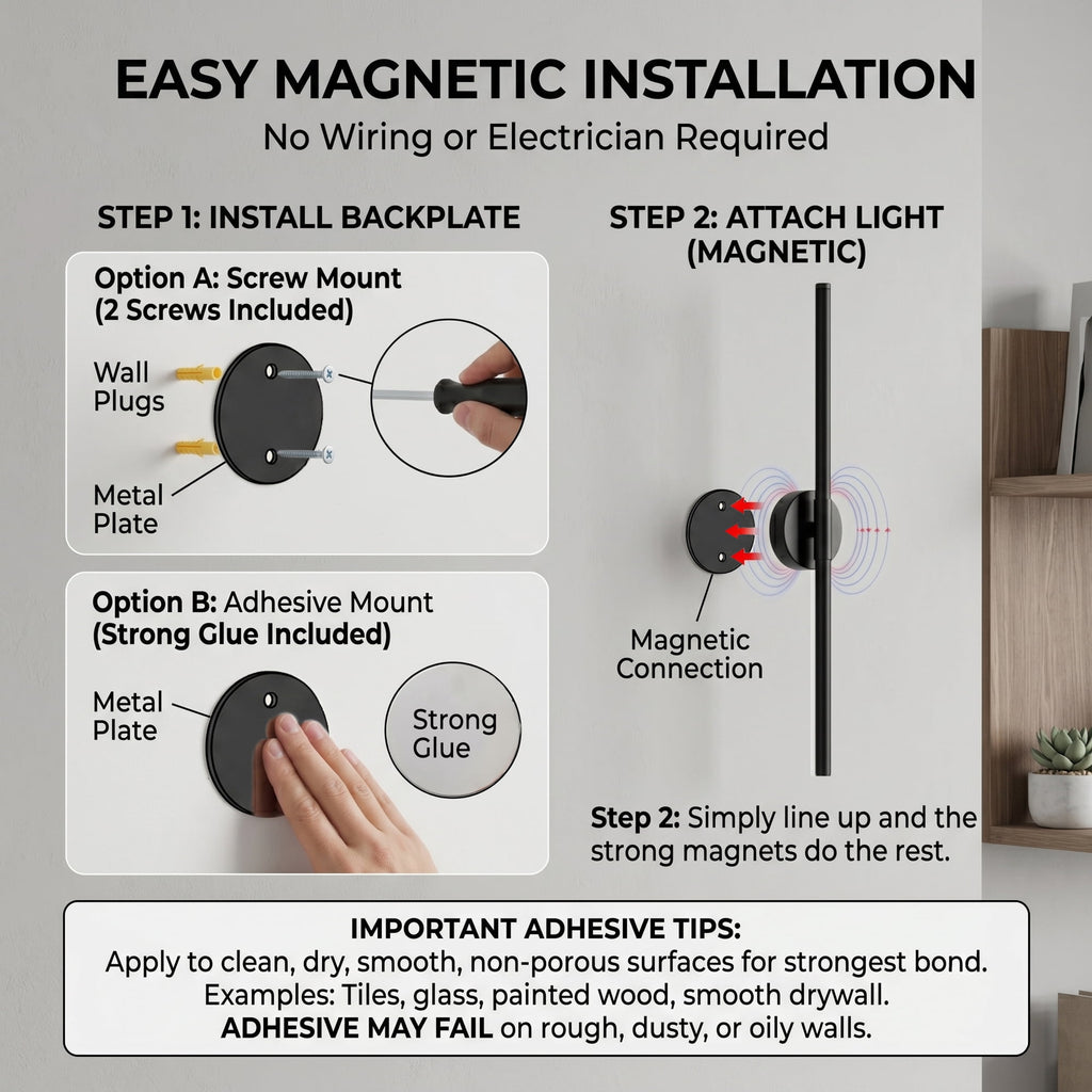 EZBY Battery Operated Wall Sconce, 5000mAh Wireless Rechargeable LED Wall Light with Remote, 360 Degree Rotatable Magnetic Base, 3 Color Dimmable Modern Lamp for Bedroom