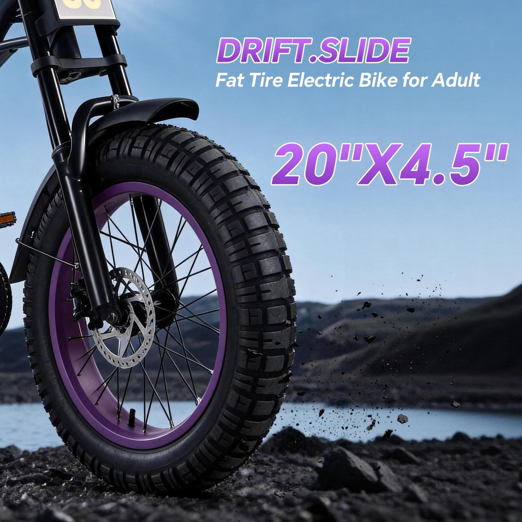 DRIFT.SLIDE D93 Pro Electric Bike for Adults, 1500W Peak Ebike, 20 Mountain Bike, 48V 20.8Ah Waterproof Removable Battery, 28 mph Max – Purple