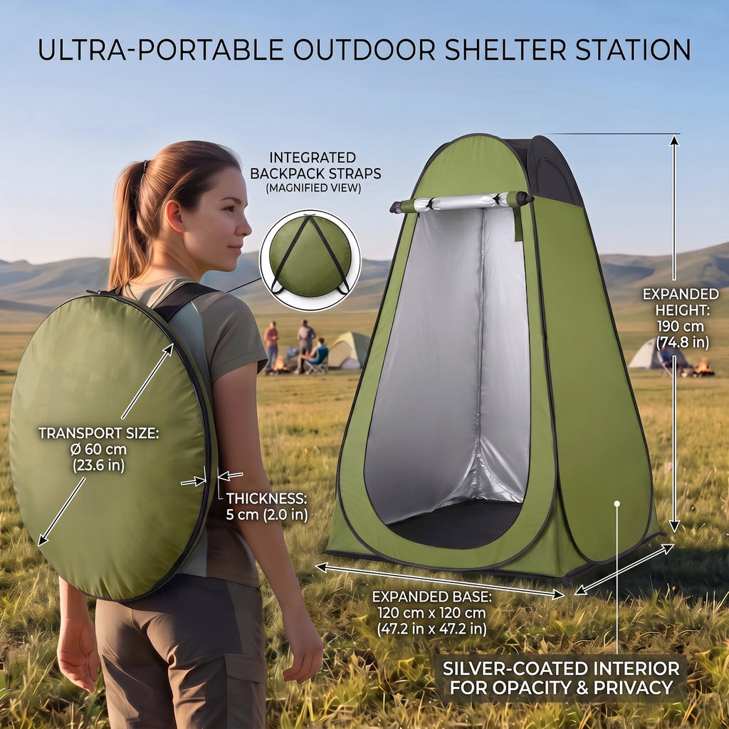 EZBY Shower Tent,Portable Camping Privacy Tent,Pop Up Changing Tent with Removable Floor and Carry Bag for Camping Beach Hiking Travelling,Dark Green