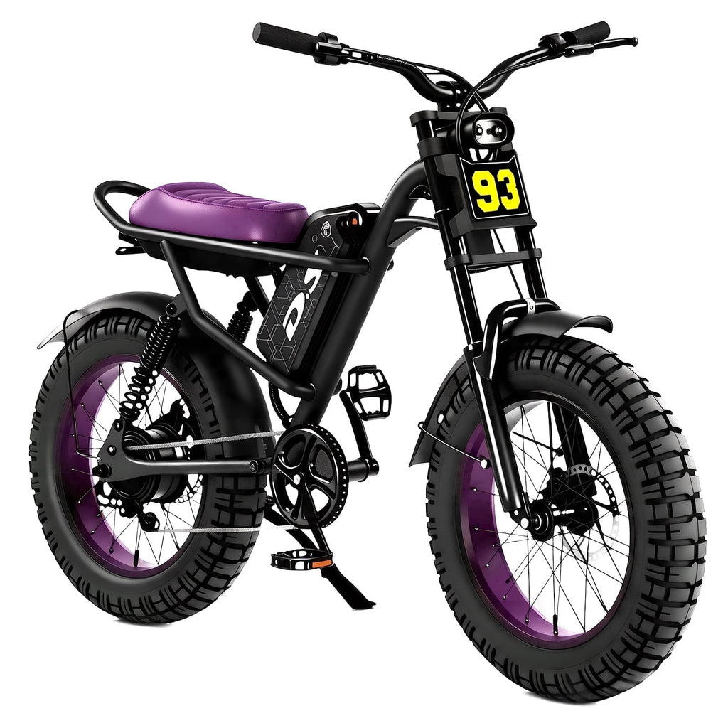 DRIFT.SLIDE D93 Pro Electric Bike for Adults, 1500W Peak Ebike, 20 Mountain Bike, 48V 20.8Ah Waterproof Removable Battery, 28 mph Max – Purple