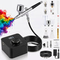 EZBY Airbrush Kit with Air Compressor, 40 PSI High-Pressure Compressor with Digital Display, Auto Start Stop, Zoomable Dual-Adjustment Airbrush Tool for Model Painting, Nail Art, Makeup, Cake Decor