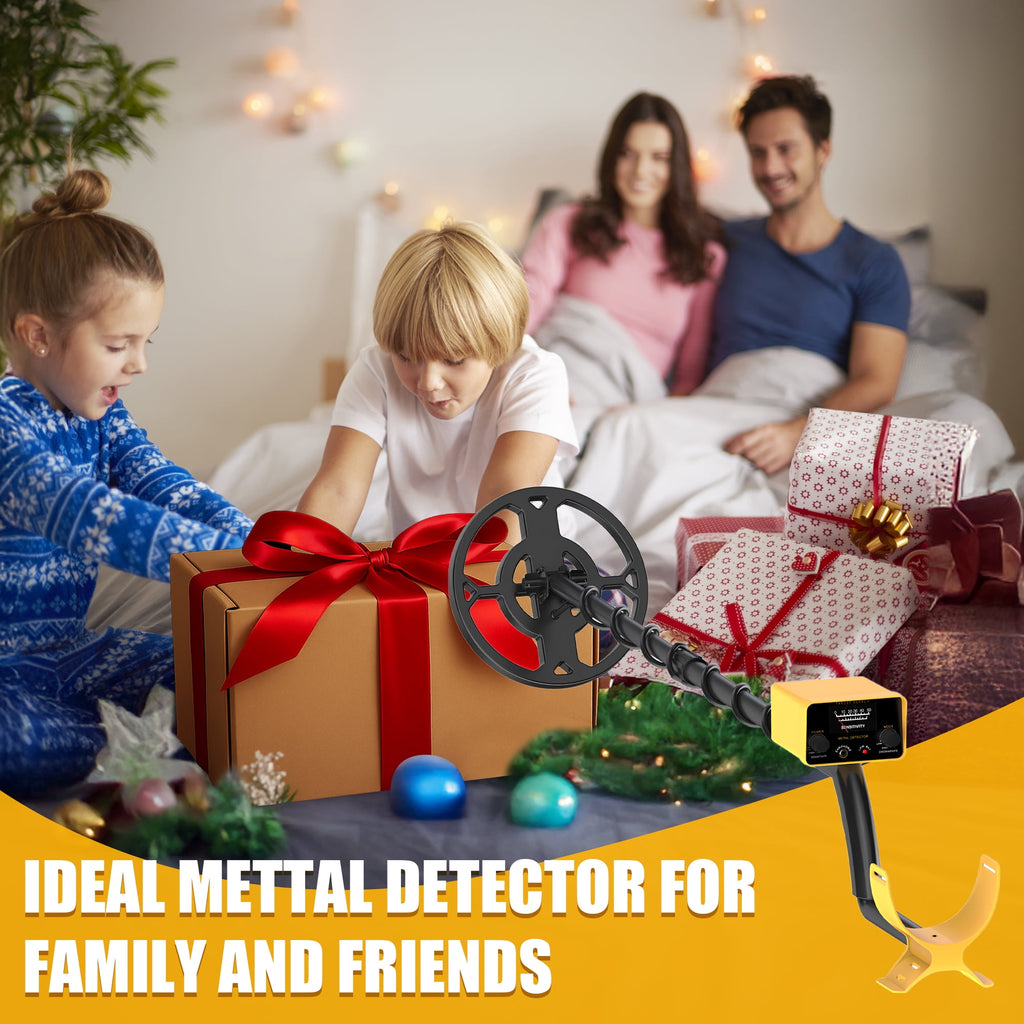 EZBY Metal Detector for Adults & Kids,High Precision Gold Digger with 2 Modes,6 Batteries, Adjustable 31"-44" Rod, Waterproof Search Coil & Rod to Hunt Treasure in Beach Backyard