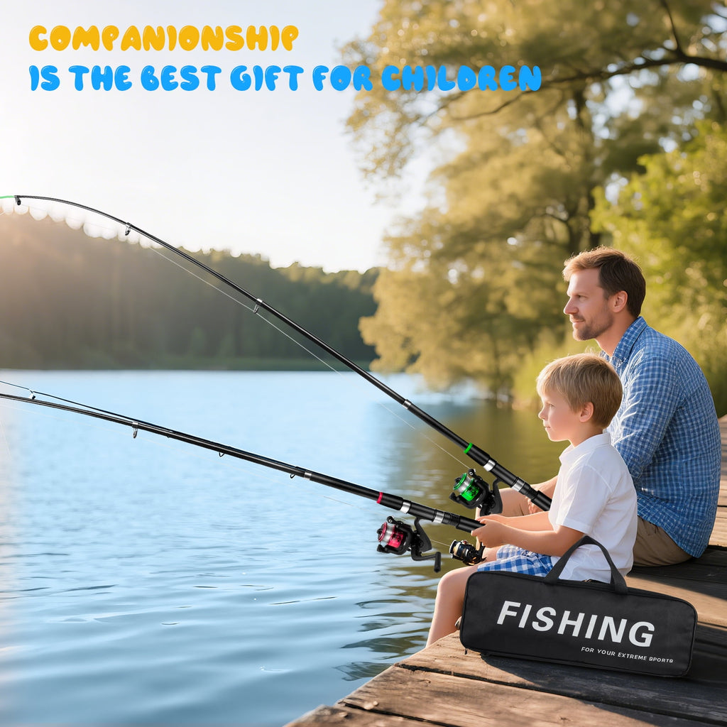 YTAKY Fishing Poles, 75 Pcs Lure Kit , Fishing Poles Combo Set , 2 Telescopic Fishing Poles (3.9ft & 4.9ft) Casting Rod with Spincast Reel, Hooks, Lures, Swivels & Carry Bag