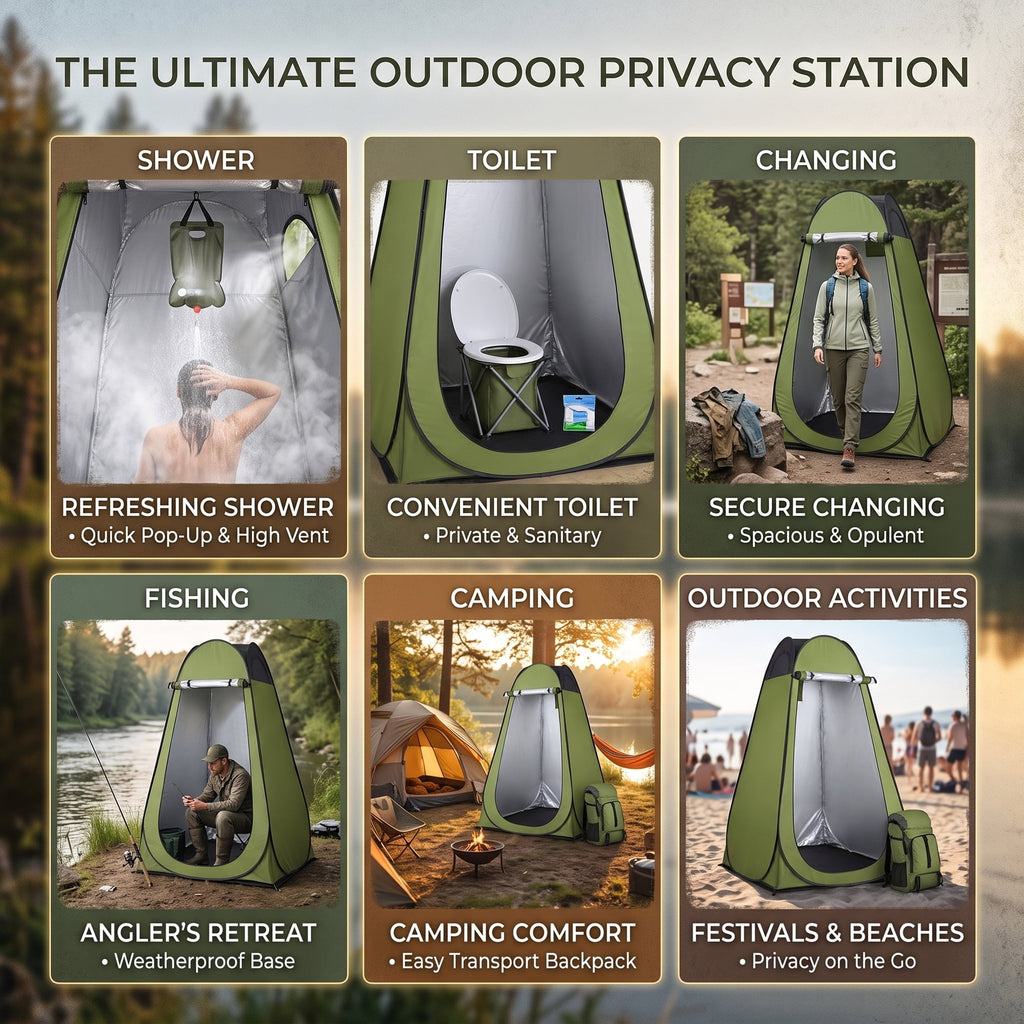 EZBY Shower Tent,Portable Camping Privacy Tent,Pop Up Changing Tent with Removable Floor and Carry Bag for Camping Beach Hiking Travelling,Dark Green