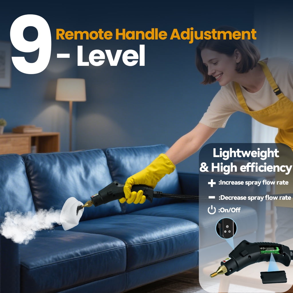 EZBY Steam Cleaner,Handheld Steam Cleaners for Home Use,9-Level Adjustable Handle,Portable Steamer for Cleaning with 18 pcs Accessories for Car Detailing, Kitchen, Bathroom, Tile